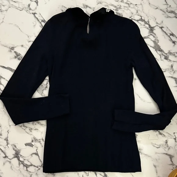 Maison Jules Black Long Sleeve Top with Detachable Jewel Collar - Picture 6 of 6